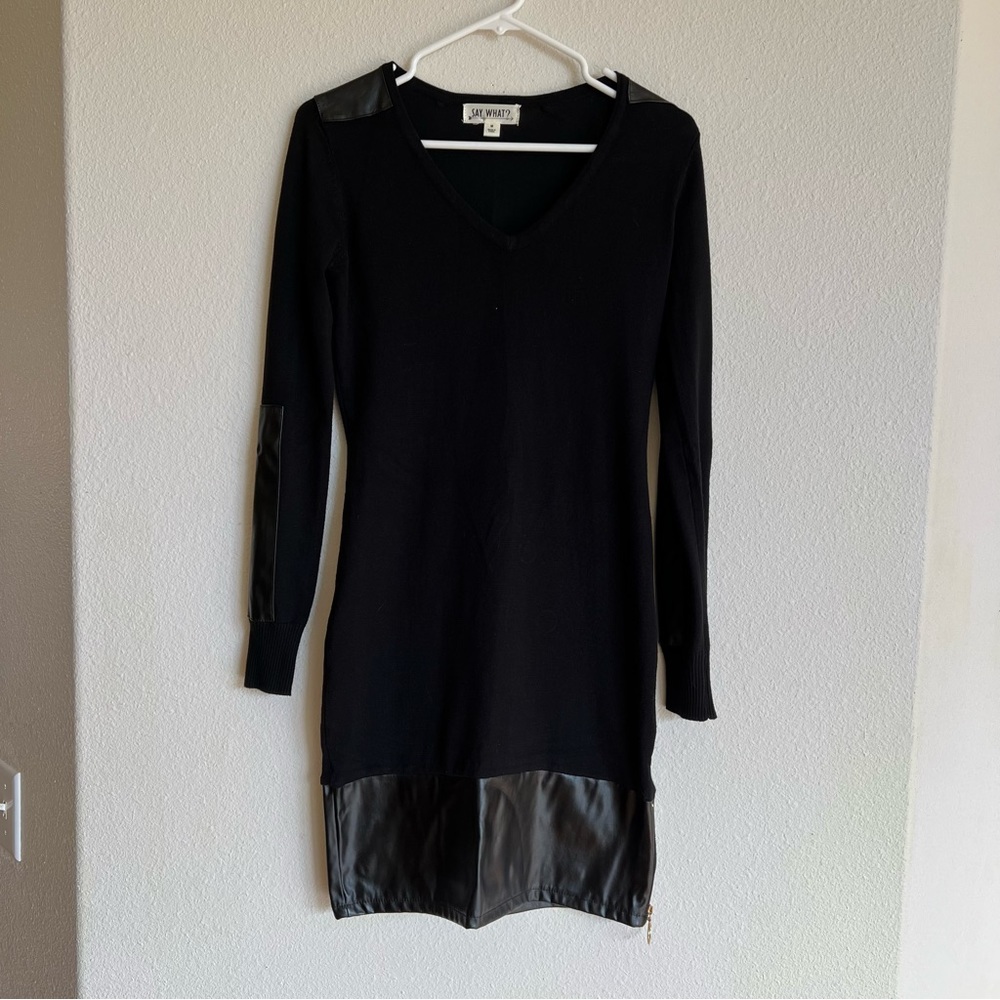 Say What Black Knit Long Sleeve Dress